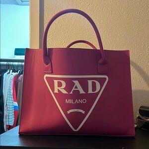 Pink Structured Tote Bag with Logo